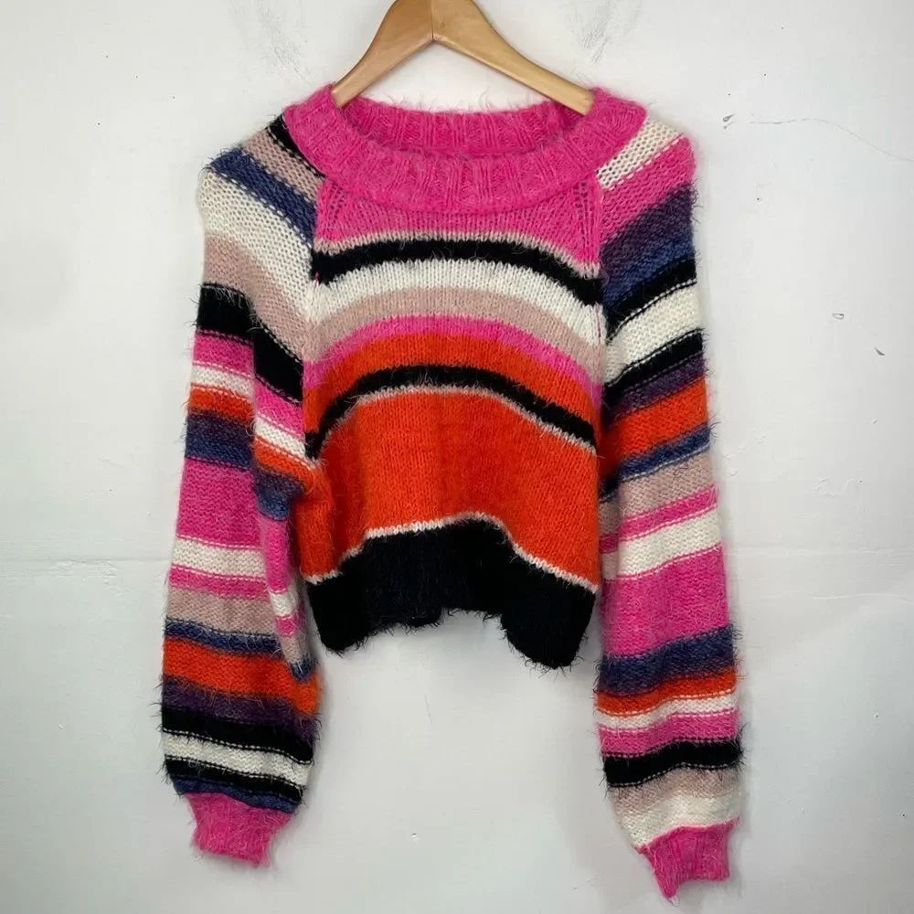 Free People Snowbird Sweater Multicolored Stripes size XS
